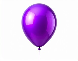 Glossy purple balloon with vibrant shine isolated on white