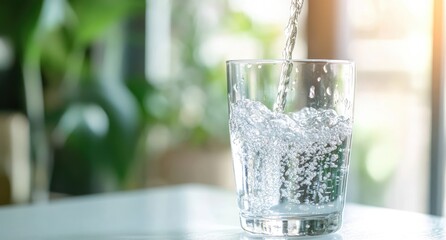Pouring water into a glass