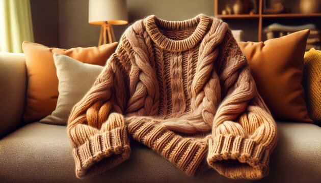  Strickpullover auf Sofa dekoriert