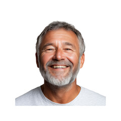 Happy Mature Man with Gray Hair and Beard Smiling Broadly