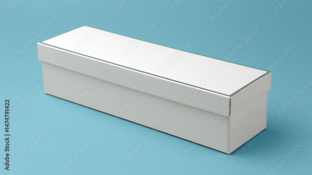 Poster sleek white mock up box with smooth surface and minimalist design, perfect for storage or gift givin