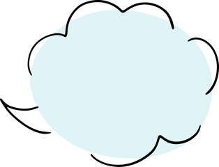 speech empty thought cloud hand drawn broken black outlines with a rounded light blue fill