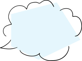 Fototapeta premium balloon thought cloud hand drawn broken black outlines with a polygonal light blue fill carelessly placed