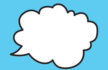 balloon thought cloud with a solid thick black outline with a bright blue background