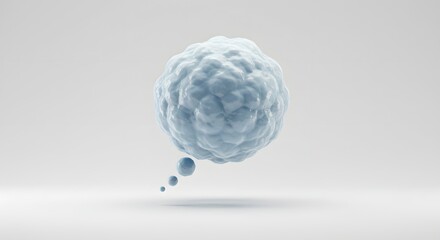 Thinking Cloud Bubble Floating on White Background