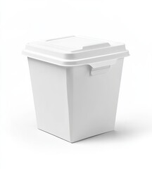 White plastic container with hinged lid
