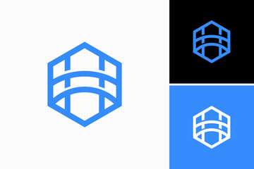 Bridge Hexagon Vector Logo Premium 