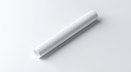Smooth, cylindrical white tube on white background