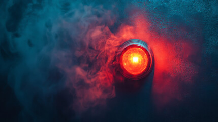 Smoke alarm and fire detector in operation with empty space for message.