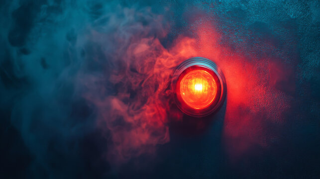 Smoke alarm and fire detector in operation with empty space for message.