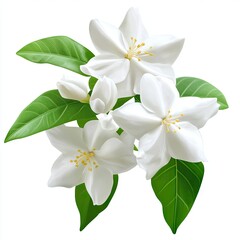Delicate white flowers and lush leaves