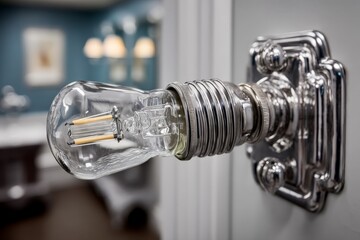 Obraz premium Vintage light bulb fixture showcasing design and craftsmanship in a modern interior setting