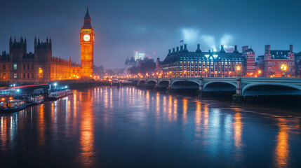 Obraz premium Speed-blurred lights in London city depicting motion and energy.