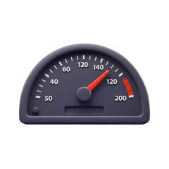 3D rendered speedometer showing 120. 3d rendering isolated on white background. Cartoon plastic style