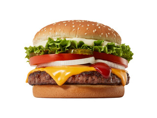 Juicy Cheeseburger with Sesame Seed Bun and Fresh Toppings