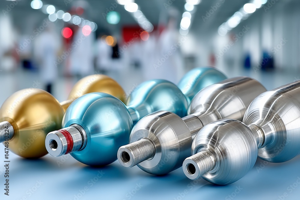 Aufkleber colorful gas cylinders arranged in a modern laboratory setting showcasing advanced technology and sa
