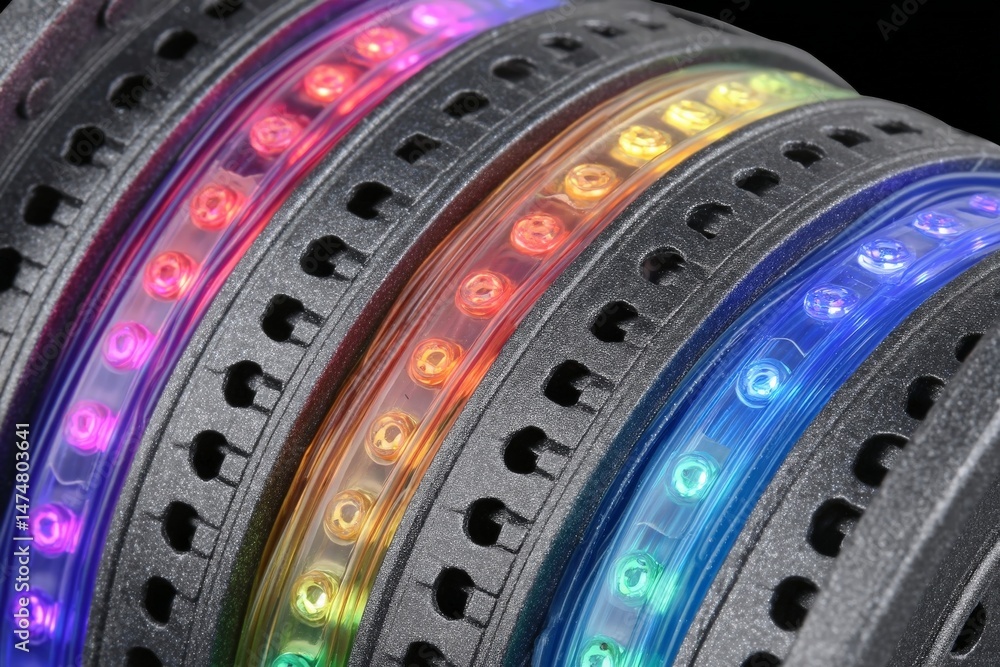 Aufkleber colorful led light strips displayed in a circular pattern showcasing vibrant hues for home decor and