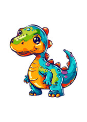Naklejka premium Cute Cartoon Dinosaur Illustration isolated