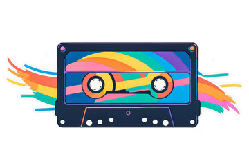 Colorful Retro Cassette Tape Illustration