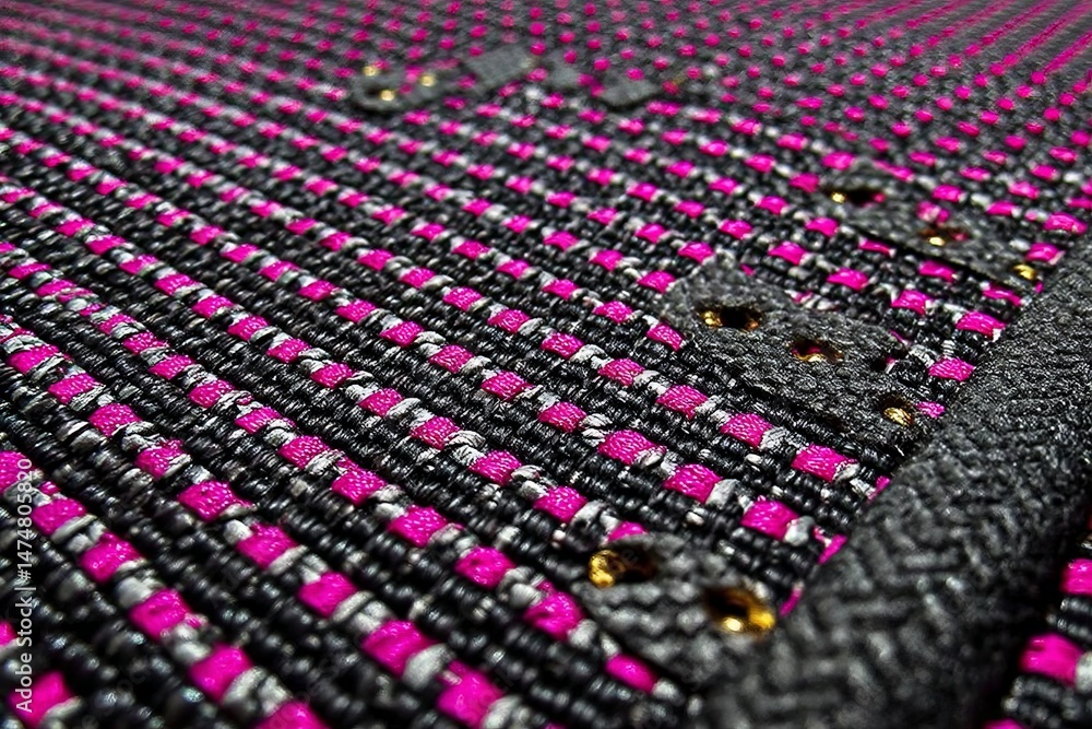 Poster textile pattern showcasing intricate design with vibrant colors crafted through skilled weaving tech