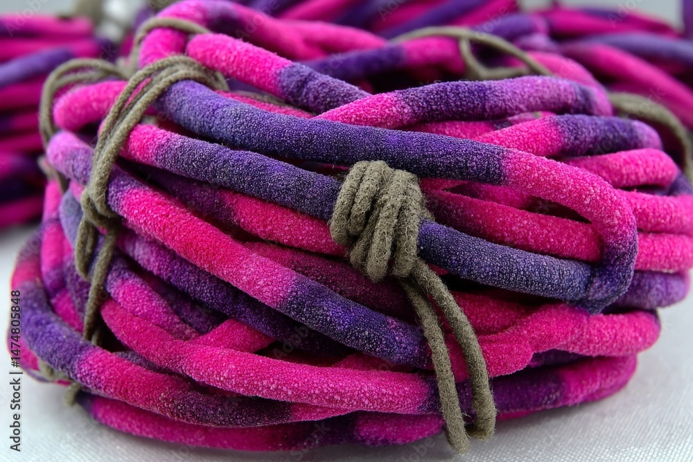 Aufkleber Colorful textured cords arranged in a circular pattern for creative use in crafting and design