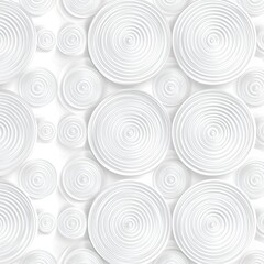 Abstract pattern of overlapping circles, light gray tones, creating a 3D effect on a white background.  Concentric circles and layered shapes