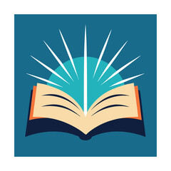 Open book with radiating light representing knowledge and education in a stylized illustration