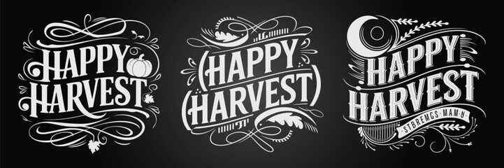 Blackboard Illustration with Decorative Seasonal Lettering and Typography
