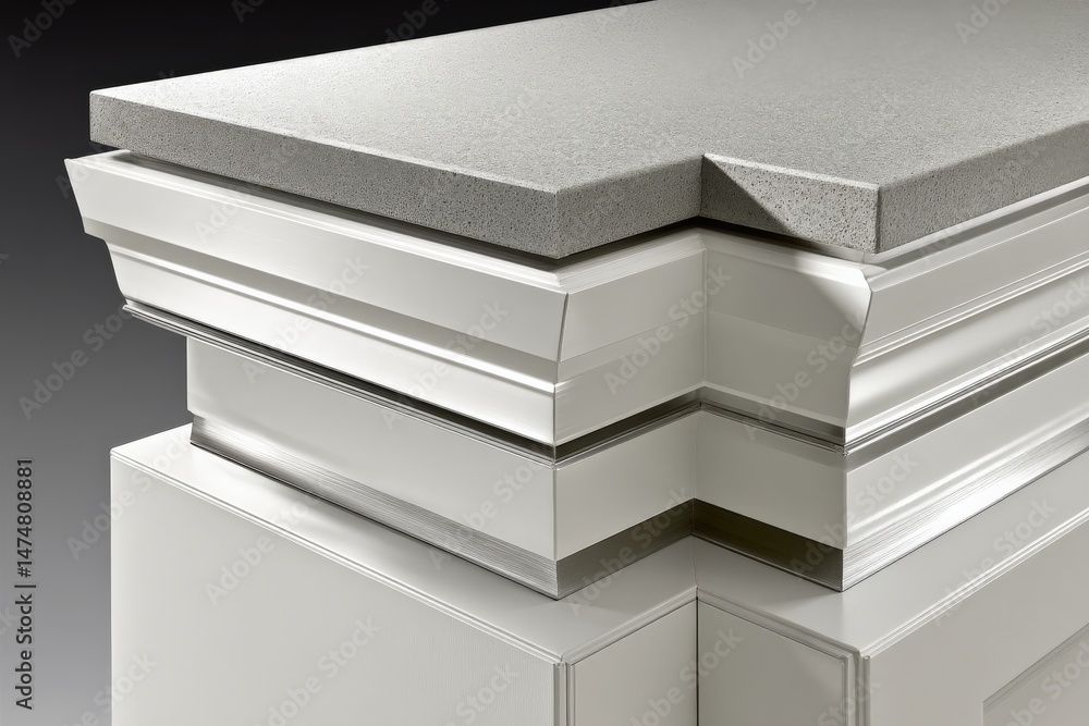 Poster modern architecture detail showcasing decorative molding and sleek countertop design in a contempora