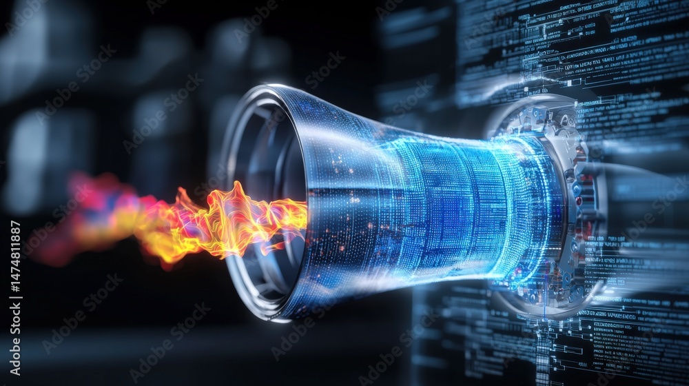 Poster dynamic energy burst from quantum technology device in futuristic laboratory digital art abstract hi
