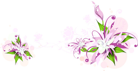 Horizontal Frame with Purple and White Floral Corners