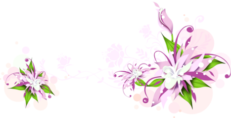 Horizontal Frame with Purple and White Floral Corners