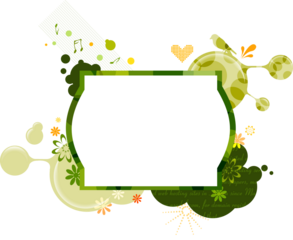 Green Abstract Frame with Floral Elements