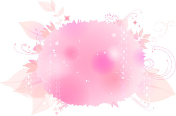 Abstract Pink Splatter with Floral Elements