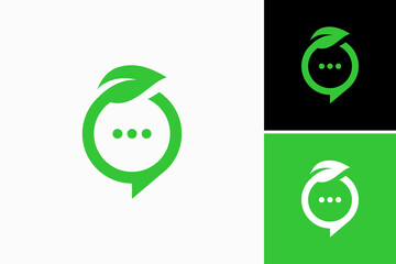 Chat Leaf Vector Logo Premium 