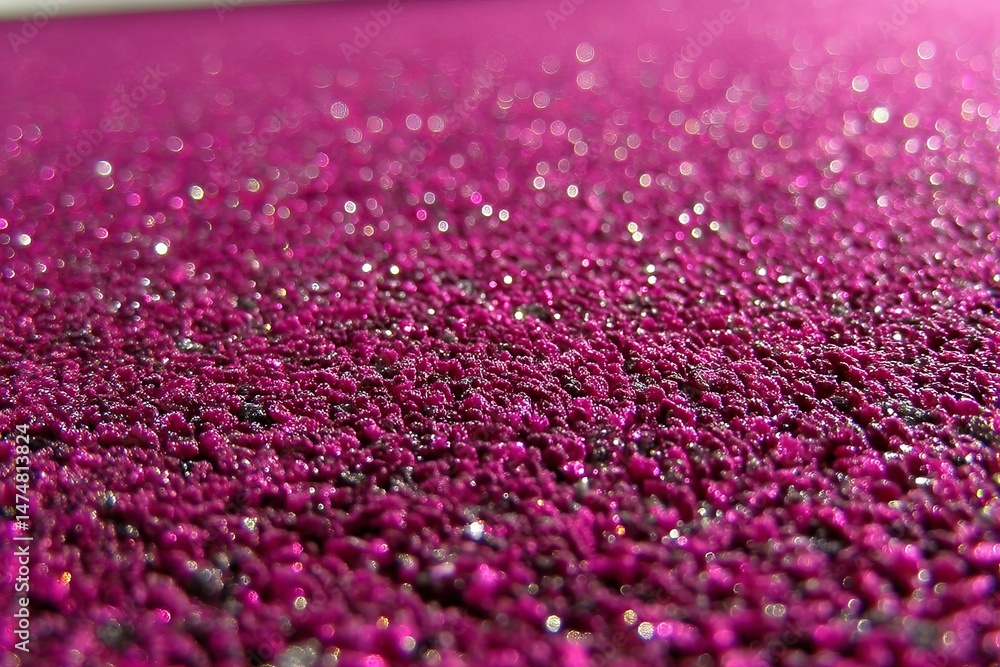 Aufkleber Vibrant pink surface covered in sparkling texture captured in a close-up view during bright daylight