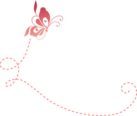 Stylized Pink Butterfly with Dotted Trail
