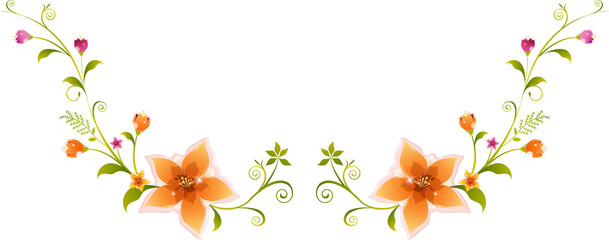 Symmetrical Floral Swirl Design Element
