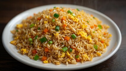 Delicious Fried Rice with Egg and Vegetables A Plate of Savory Food