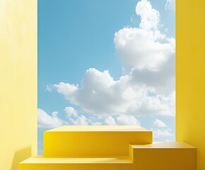 Sunny yellow platform against a blue sky