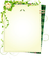 Vertical Plaid Border Frame with Floral Decor