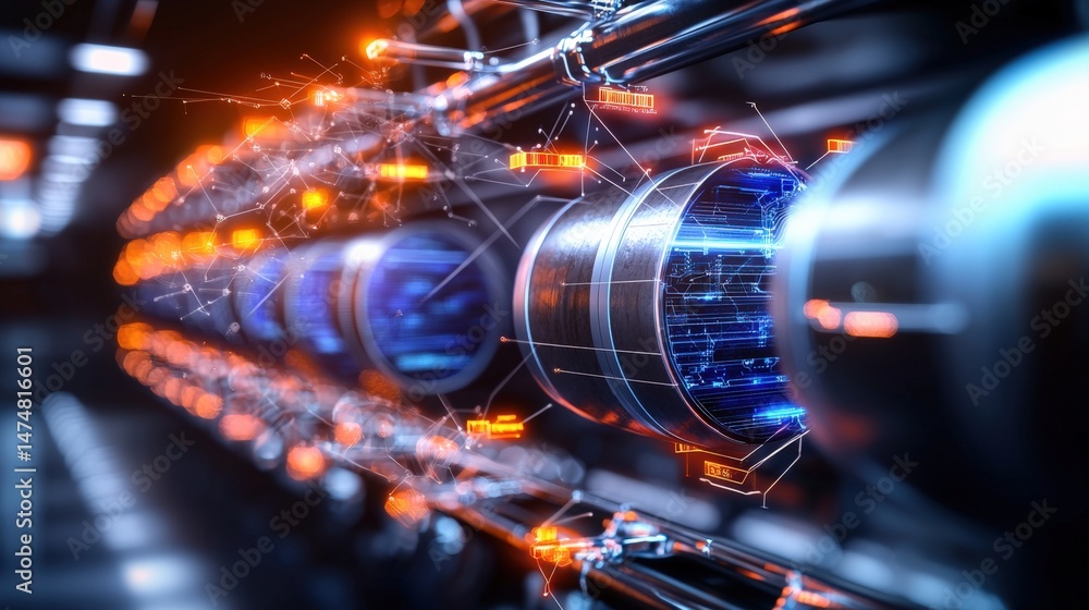 Poster high-tech machinery in motion advanced technology lab close-up view futuristic environment innovatio