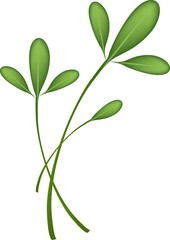 Obraz premium Simple Crossed Green Stems with Leaves