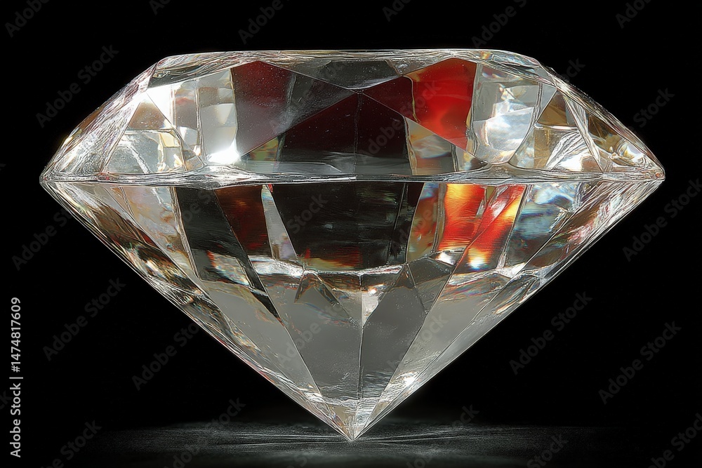 Aufkleber Brilliant diamond cut with sparkling facets displayed against a dark backdrop for stunning visual appeal
