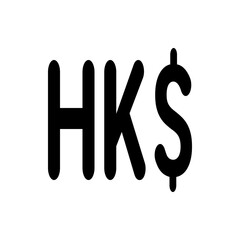 Illustration of the hong kong dollar currency symbol in black color with a white background plain view