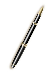 Realistic Black and Gold Fountain Pen