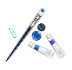 Art Supplies Graphic with Paint and Brush