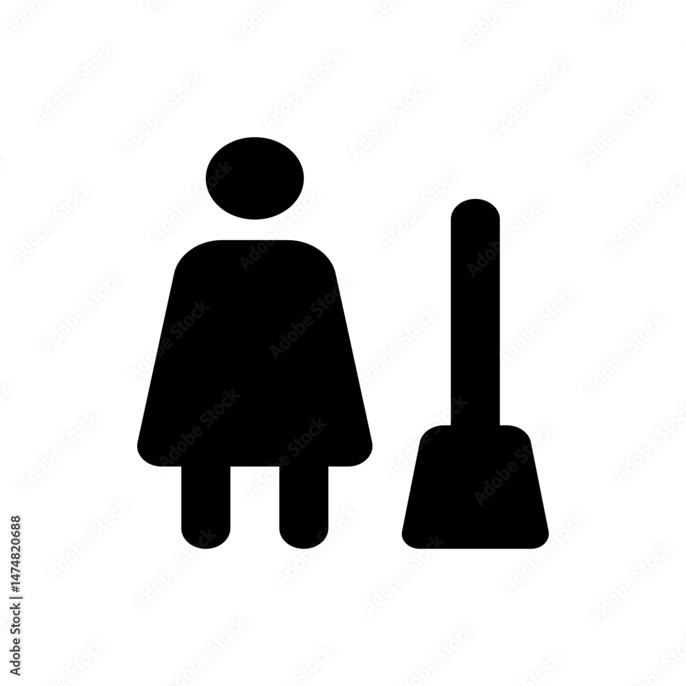 Poster silhouette of a person standing next to a rectangular object with a rounded top in black and white