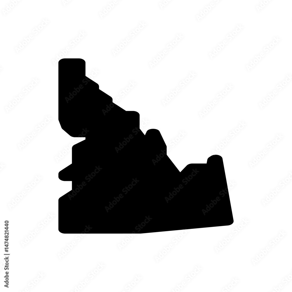 Poster black silhouette of idaho state outline with rounded edges on a white background in simple vector st