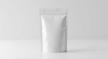 Empty White Stand-up Pouch Packaging Mockup for Product Branding and E-commerce